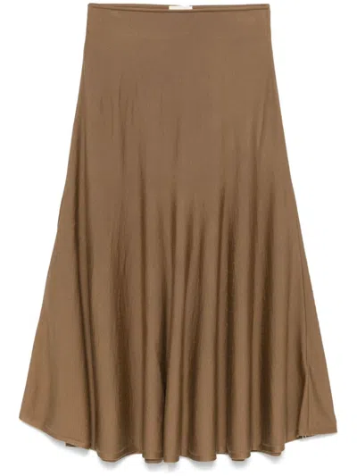 Khaite Mayu Midi Skirt In Brown