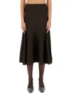 Khaite Mayu Fine Wool Blend Knit Midi Skirt In Black