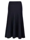 Khaite Mayu Knitted Wool Blend Midi Skirt In Blue