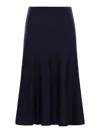 Khaite Mayu Knitted Wool Blend Midi Skirt In Blue