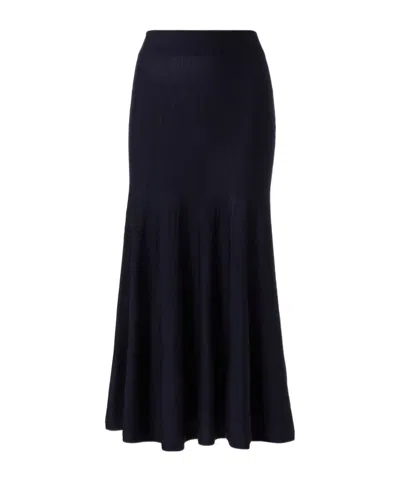 Khaite Mayu Wool Midi Skirt In Blue