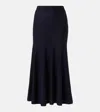 Khaite Mayu Knitted Wool Blend Midi Skirt In Blue