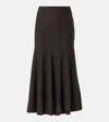 Khaite Mayu Fine Wool Blend Knit Midi Skirt In Brown