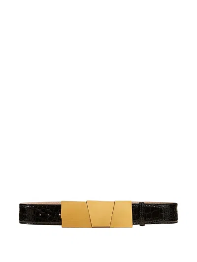 Khaite Medium Axel Gold-buckle Belt In Black