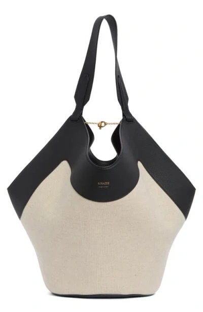 Khaite Medium Lotus Canvas & Leather Tote In Blue