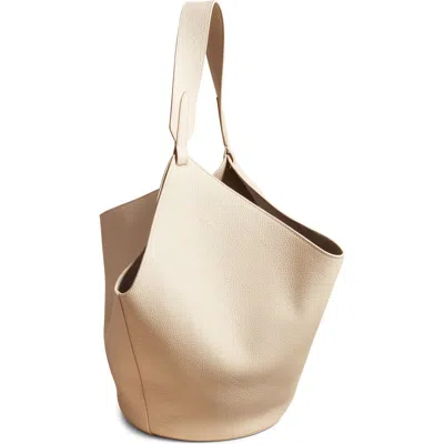 Khaite Lotus Medium Pebbled Leather Tote Bag In Dark Ivory