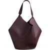 Khaite Medium Lotus Leather Tote In Rouge Noir