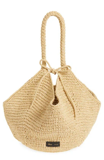 Khaite Medium Raffia Lotus Shoulder Bag In Natural