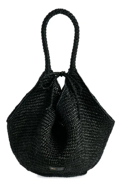 Khaite Lotus Medium Raffia Bucket Bag In 200 Black
