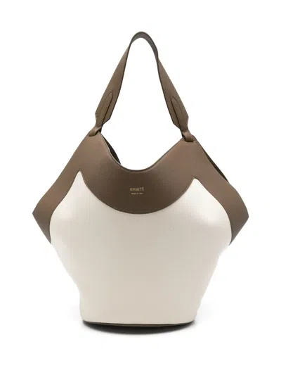 Khaite Beige Leather Shoulder Bag In Brown