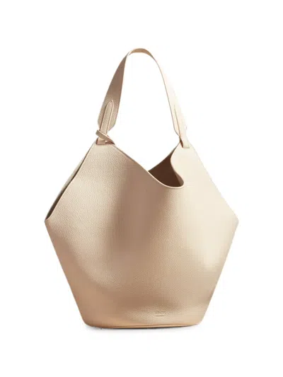 Khaite Medium Lotus Tote In Dark Ivory Pebbled Leather In Neutral
