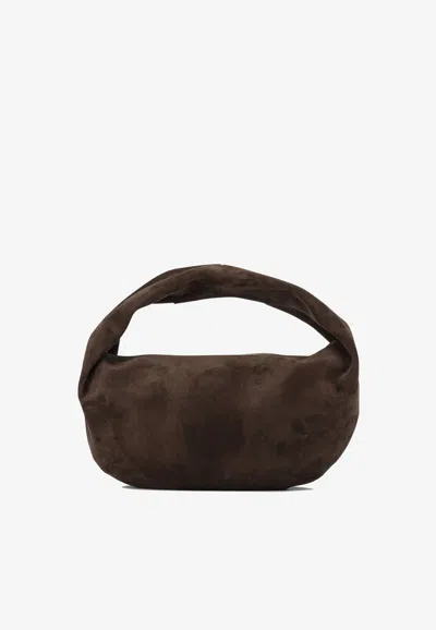 Khaite Medium Olivia Hobo Bag In Suede In Brown