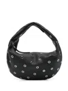Khaite Medium Hobo Handbag With Eyelets In Black