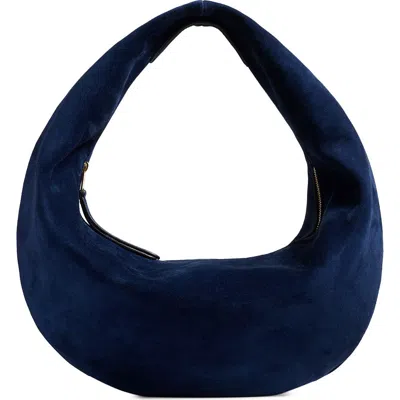 Khaite Medium Olivia Suede Hobo Bag In Blue