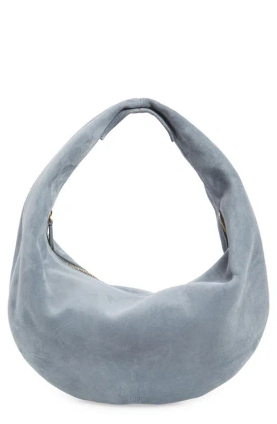 Khaite Medium Olivia Suede Hobo Bag In Lead
