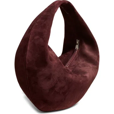 Khaite Medium Olivia Suede Hobo Bag In Rouge Noir