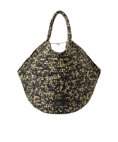 Khaite Medium Two-tone Woven Tote In Black