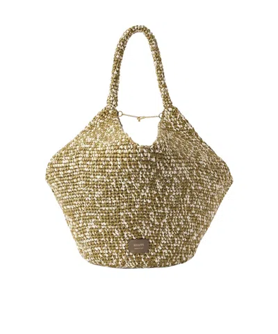 Khaite Lotus Medium Two-tone Woven Tote In Green