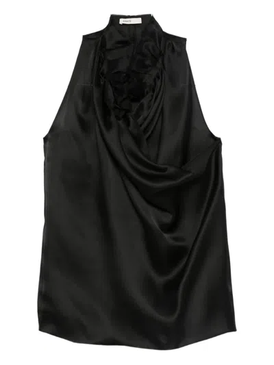 Khaite Black Solid Mock Collar Top
