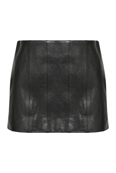 Khaite Meelar Leather Mini Skirt In Black