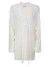 Khaite Mehna Lace-up Silk Crepe De Chine Mini Dress In Cream