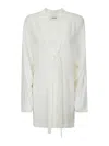 Khaite White Silk Dress In Cream