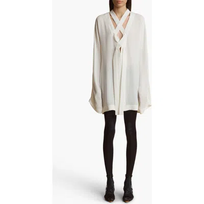 Khaite Mehna Lace-up Silk Crepe De Chine Mini Dress In White