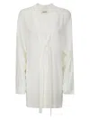 Khaite White Silk Dress In Cream