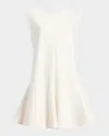 Khaite Mel V-neck Low-back Mini Dress In Chalk