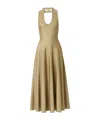 Khaite Melina Lurex Halterneck Midi Dress In Brown
