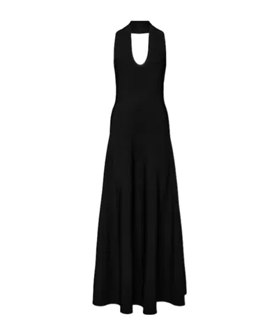 Khaite Melina Viscose Halter Neck Long Dress In Black