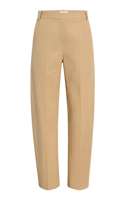 Khaite Melson Organic Cotton Canvas Pants In Brown