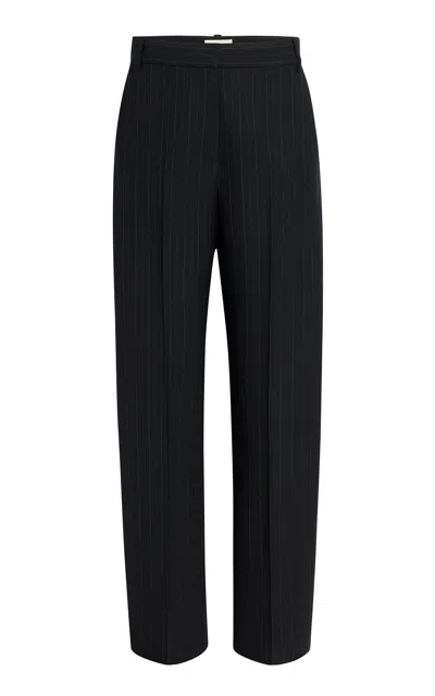 Khaite Melson Striped Double-faced Wool Pants In Black