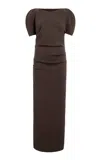 Khaite Merce Wool-blend Maxi Dress In Grey