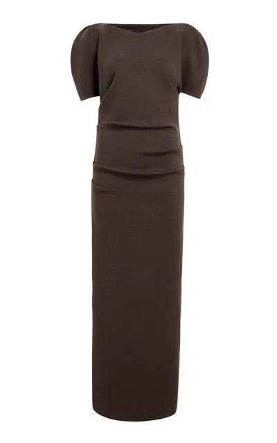 Khaite Merce Wool-blend Maxi Dress In Grey