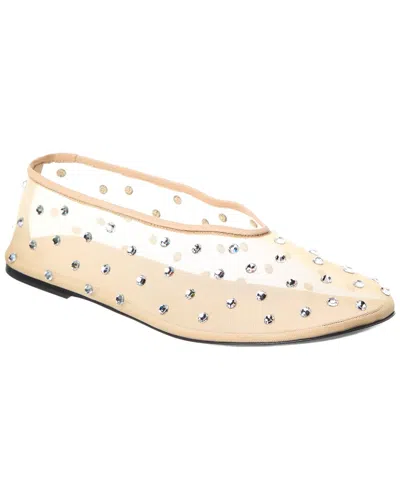 Khaite Mercy Embellished Mesh & Leather Ballet Flat In Brown