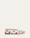 Khaite Marcy Raspberry-embroidered Mesh Flats In Neutral