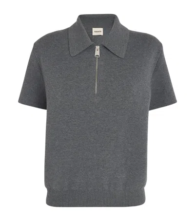 Khaite Short-sleeved Knitted Polo Shirt In Gray