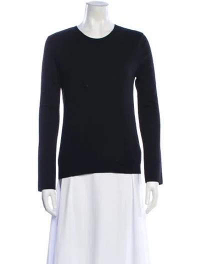 Pre-owned Khaite Merino Wool Crew Neck Sweater In Blue
