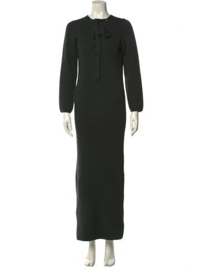 Pre-owned Khaite Merino Wool Long Dress In Green