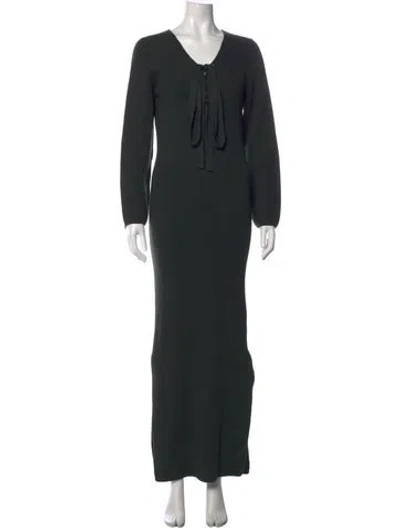 Pre-owned Khaite Merino Wool Long Dress W/ Tags In Green