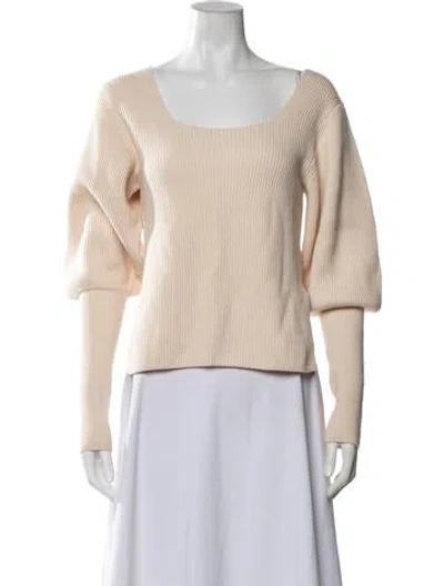 Pre-owned Khaite Merino Wool Square Neckline Sweater In Neutrals