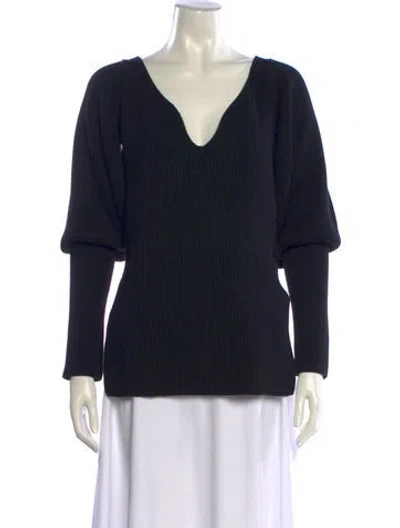 Pre-owned Khaite Merino Wool V-neck Sweater In Black