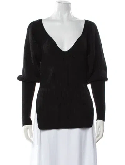 Pre-owned Khaite Merino Wool V-neck Sweater In Black