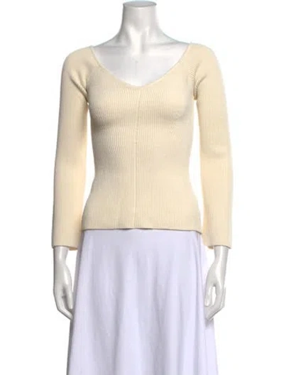 Pre-owned Khaite Merino Wool V-neck Sweater In Neutrals