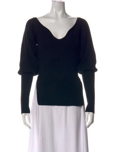 Pre-owned Khaite Merino Wool V-neck Top In Black
