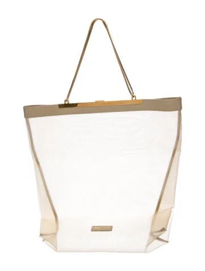 Pre-owned Khaite Mesh Augusta Chain Tote Large In Neutral