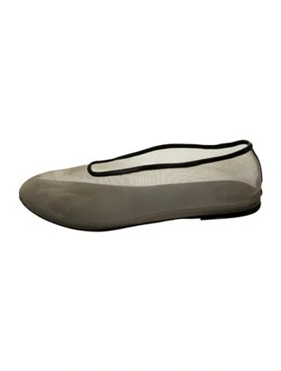 Pre-owned Khaite Mesh Ballet Flats In Silver