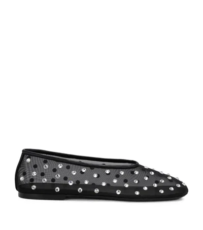 KHAITE MESH CRYSTAL-EMBELLISHED MARCY BALLET FLATS