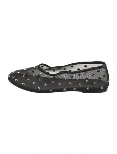 Pre-owned Khaite Mesh Crystal Embellishments Ballet Flats In Black